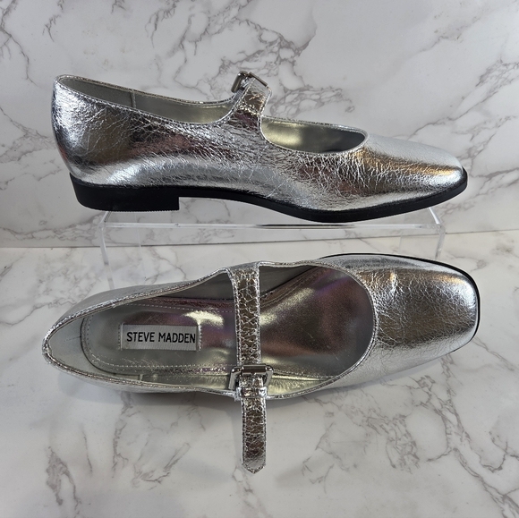 Steve Madden Shoes - Steve Madden Metallic Silver Loafers